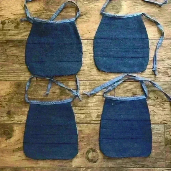 LOT OF 4 BABY BOY DENIM UPCYCLED MATERIAL QUILT BIBS - Picture 3 of 8
